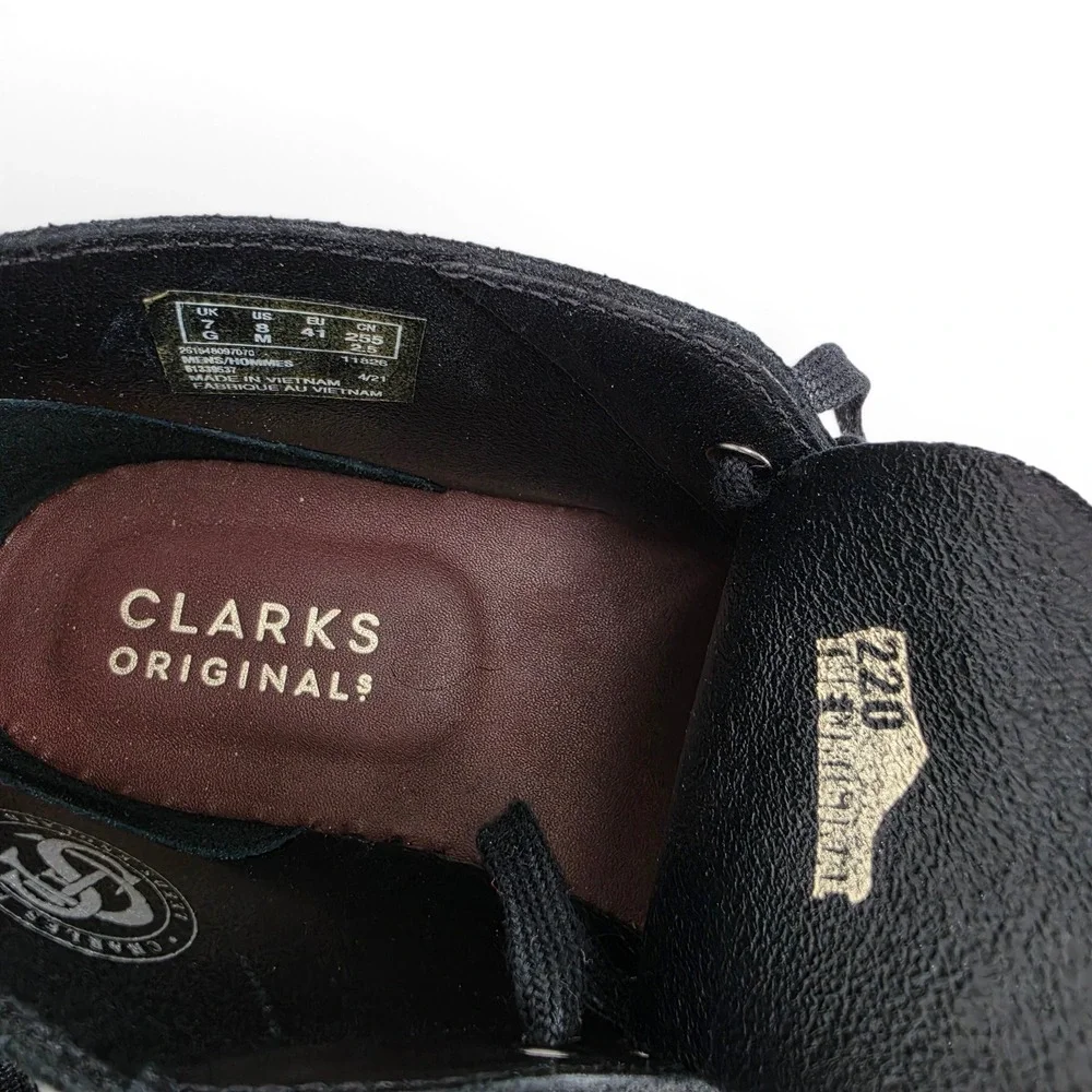 Clarks Originals Desert Coal Boot Black Suede Chukka Mens 8 Classic Crepe Casual